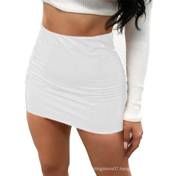 Women Spring Summer Hot Selling Skirt Glazed Leather Hip Lifting Mini Skirt